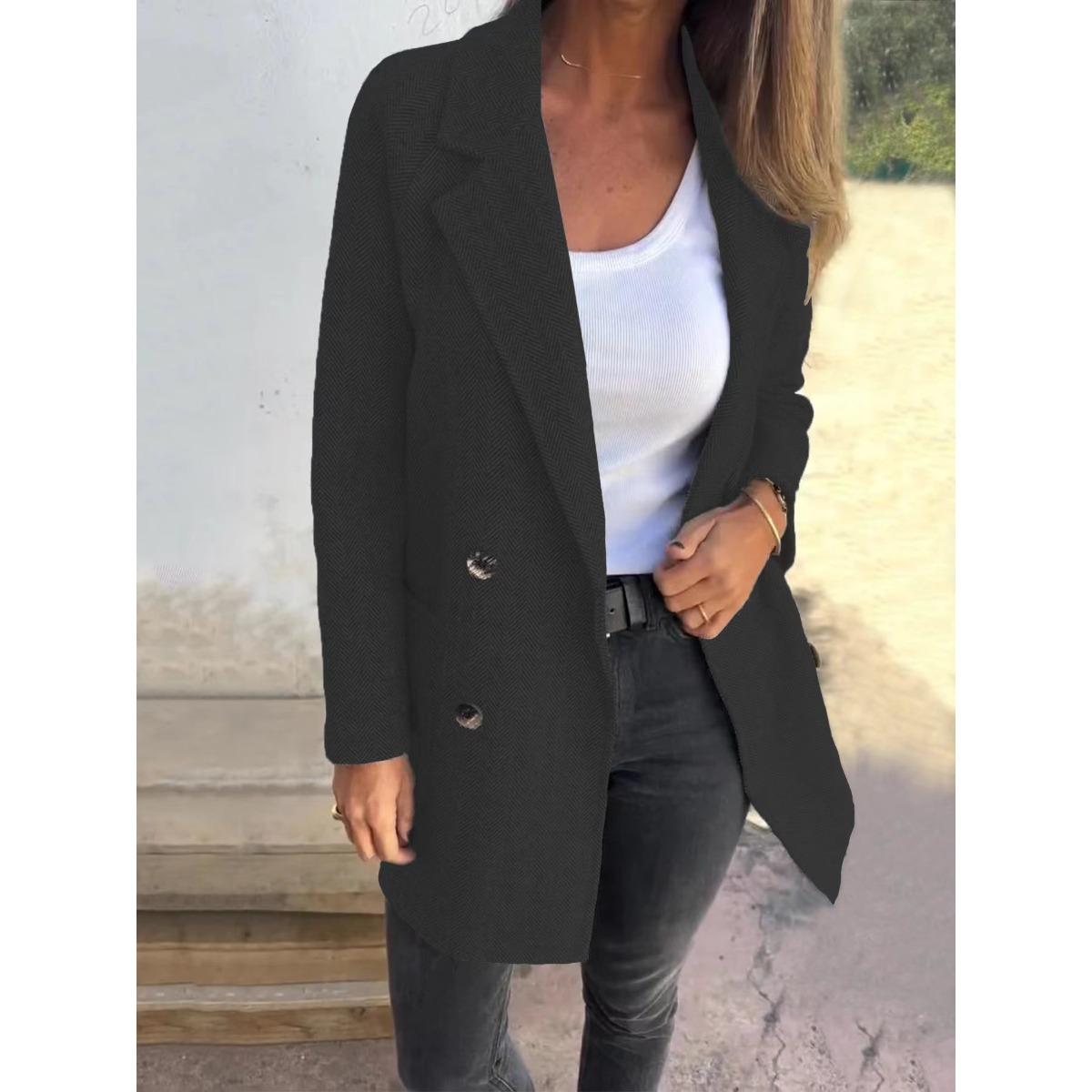 

2025 Women s Winter Thick Wool Blend Coat Streetwear Fashion Outerwear for Autumn Winter 5XL чорний