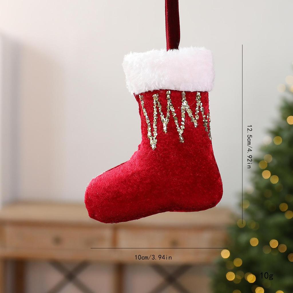 Fabric Christmas Hat, Painted Socks & Gloves Ornaments for Windows & Malls