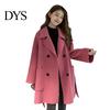 Casual Women Outerwear Fall Winter Woolen Jacket Thick Loose Turn-down Collar OL Commuting Long Coat Double-breasted Mid Length Korean Style Overcoat