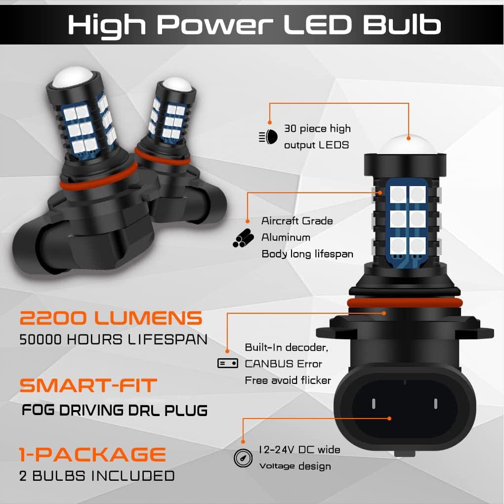 9005 9006 HB3 HB4 LED Bulbs 10000K Deep Blue H10 Xtreme Super Bright Fog Light or Daytime Running Driving Lights (DRL Lamps) High Power