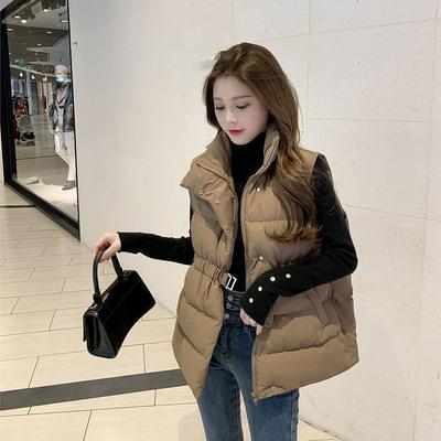 Gilet da donna in cotone alla moda e versatile con collo alto e vita aderente per autunno e inverno