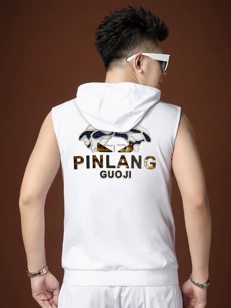 European Station 2025 Summer New Arrival Trendy Hooded Vest Men's Sleeveless T-Shirt Waistcoat Summer Wear Casual Sports Men's Clothing