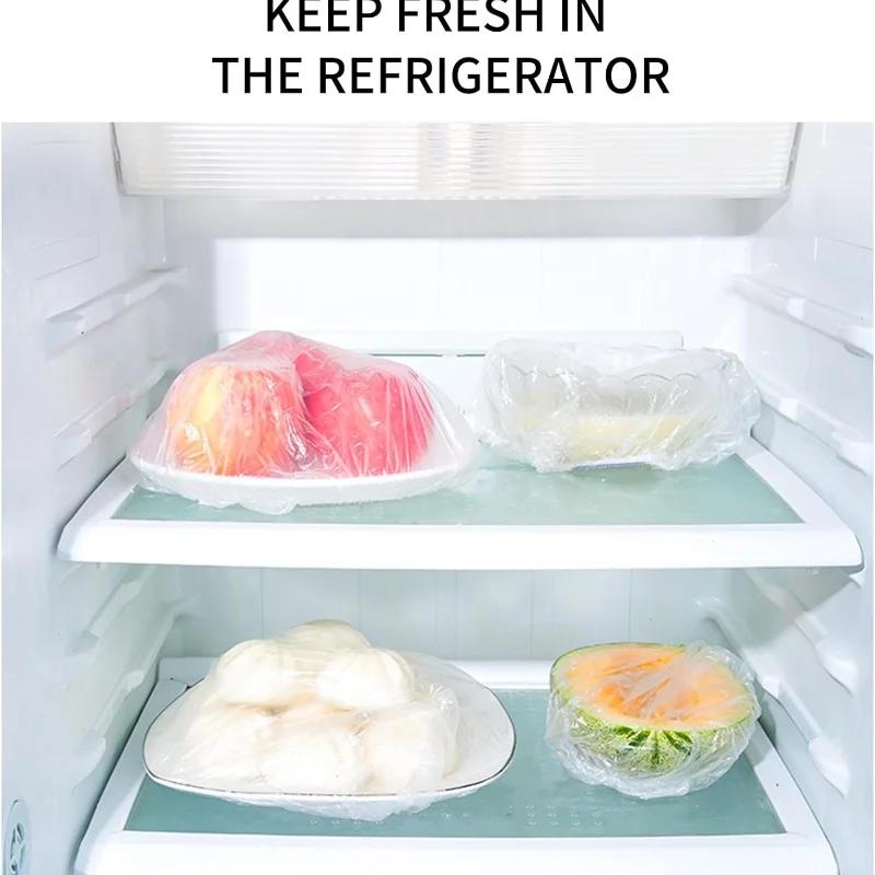 100pcs Reusable Dish Plate Cover To Stretch Plastic Cap Pe Bowl Covers Universal Kitchen Plastic Wrap for Dish Cover