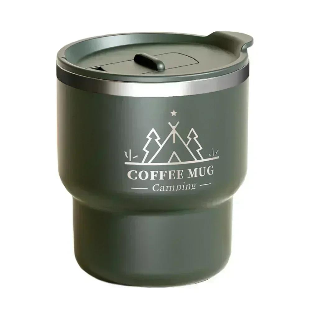 Double Wall Vacuum Insulated 304 Stainless Steel Coffee Cup With Spill Resistant Flip Lid Portable For Tea Juice Drinks