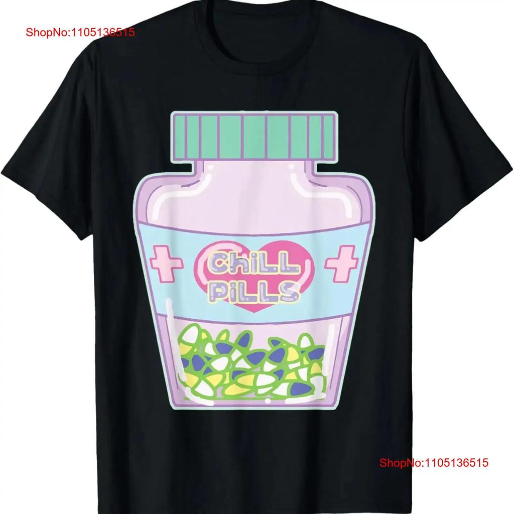 Kawaii Yami Chill Pills Menhera Kei T Shirt vintage Washed Top For Everyday Wear Versatile fashion designer clothes streetwear