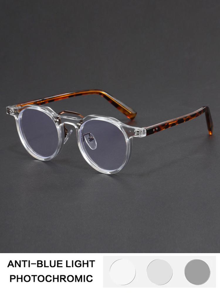 Retro Anti Blue Light Reading Glasses Women Men Round Myopia Glasses In Trend Retro Prescription Eyeglasses Photochromic Lens +1