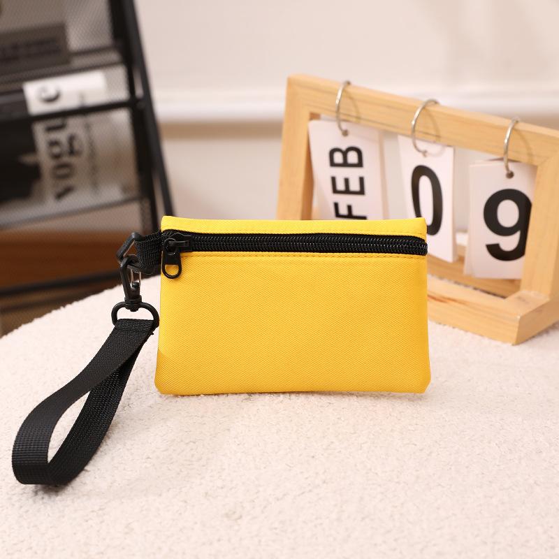 

Korean Style Zipper Coin Money Card Holder Wallet with Hand Strap Solid Color Mini Wallet Key Coin Purse Cash Card Bag Pouch