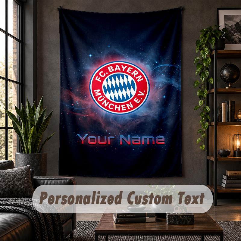 Personalized Wall Tapestry,Bayern Munich Custom Text, Soft Fabric Wall Art For Indoor Decoration
