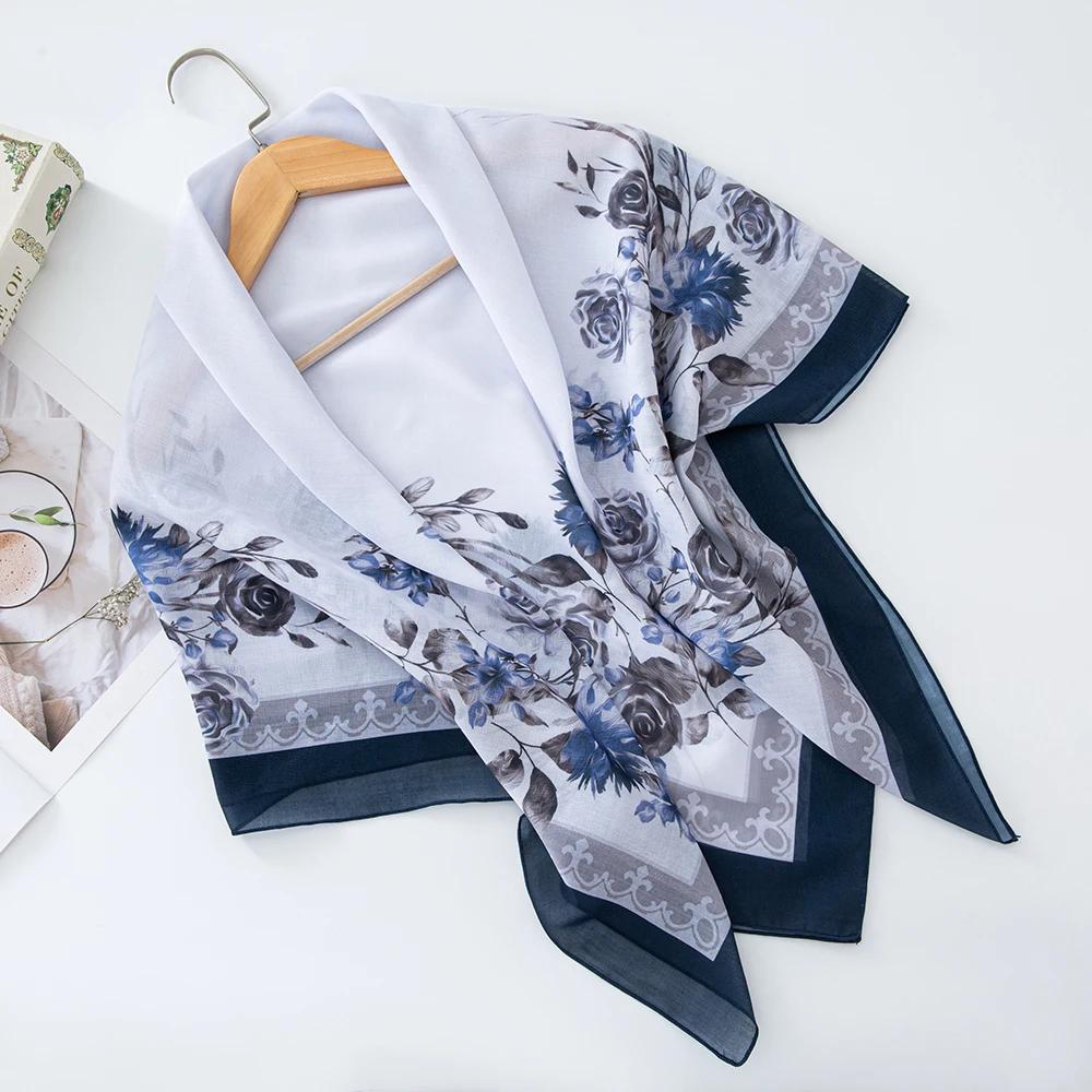 73Colors Malaysia Tudung Bawal Flower Print Hijab New Design Headscarf Premium Cotton Voile Soft Fashion Muslim Square Scarf
