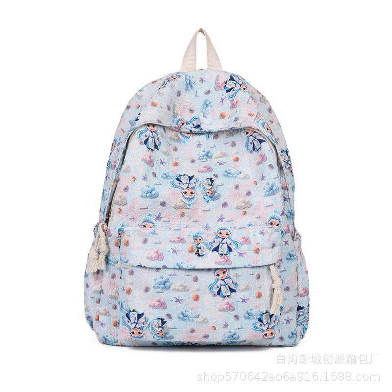 Schoolbag cute ins Korean version printed cartoon character backpack high school student large capacity schoolbag trend Aobing, backpack