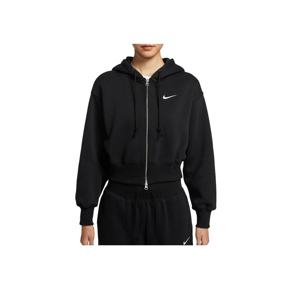 Nike Loose Short Hooded Zip Long Sleeve Jacket Women Jackets Black HJ0941-010
