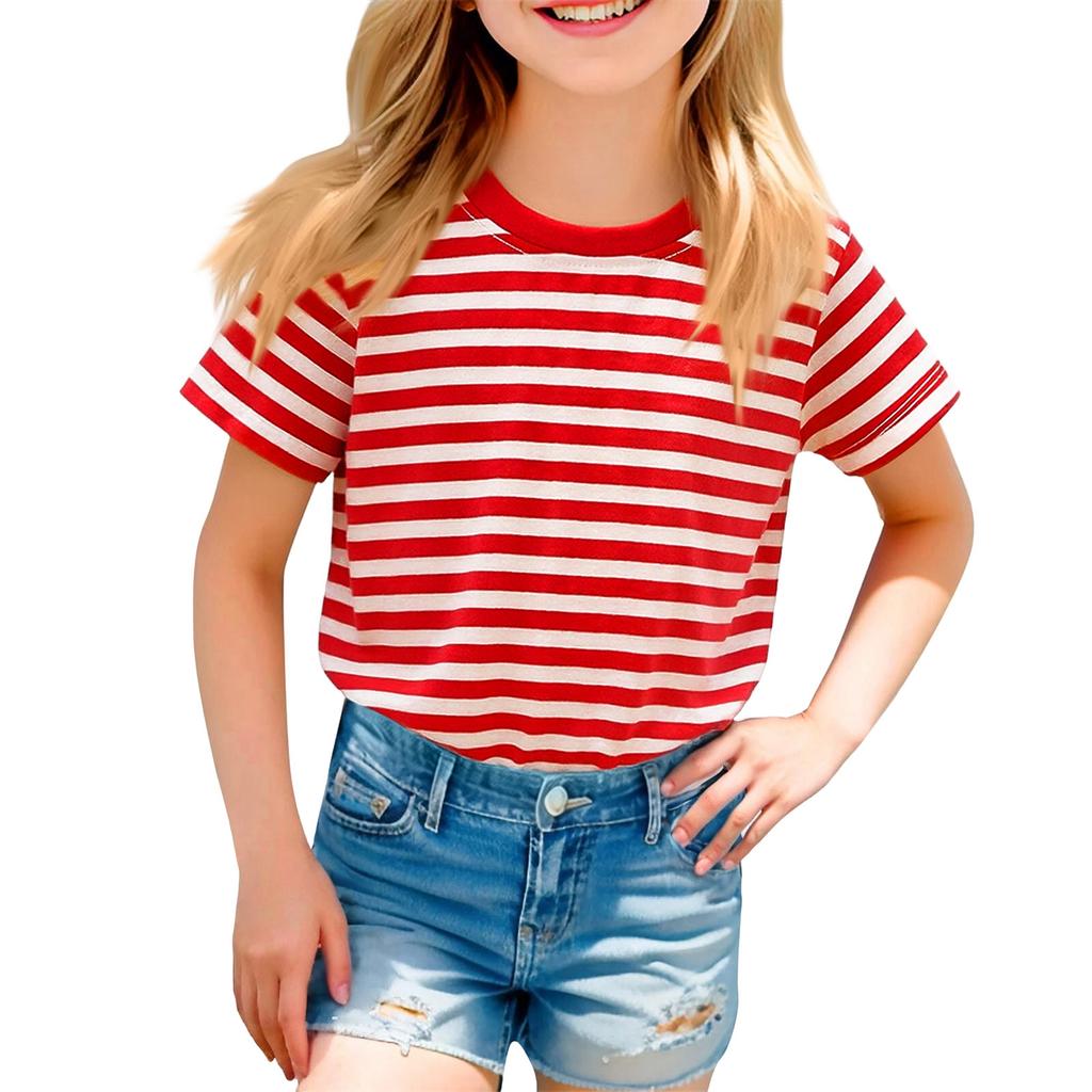 Children's Casual Short-sleeved Printed Round Neck Fashionable T-shirt Top