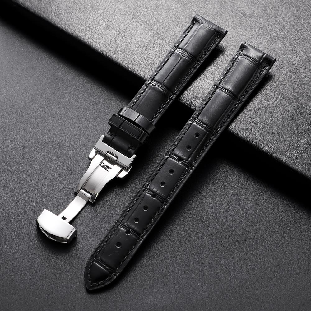 18mm Genuine Cowhide Watch Strap Universal Band Pin Buckle Butterfly Clasp Band Soft Wrist Watchband Bracelet Watch Accessories