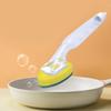 Refillable Dish Scrubber - Detergent Dispensing Sponge Brush with Long Handle for Pots and Pans
