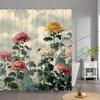 1 st Extra Lång Realistisk Blommig Duschdraperi - Rosa Vit Gul Krysantemer, Maskintvättbar Polyester Duschdraperi med