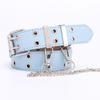 European & American Hip-Hop Punk Style Leather Eyelet Belt with Chain Decoration