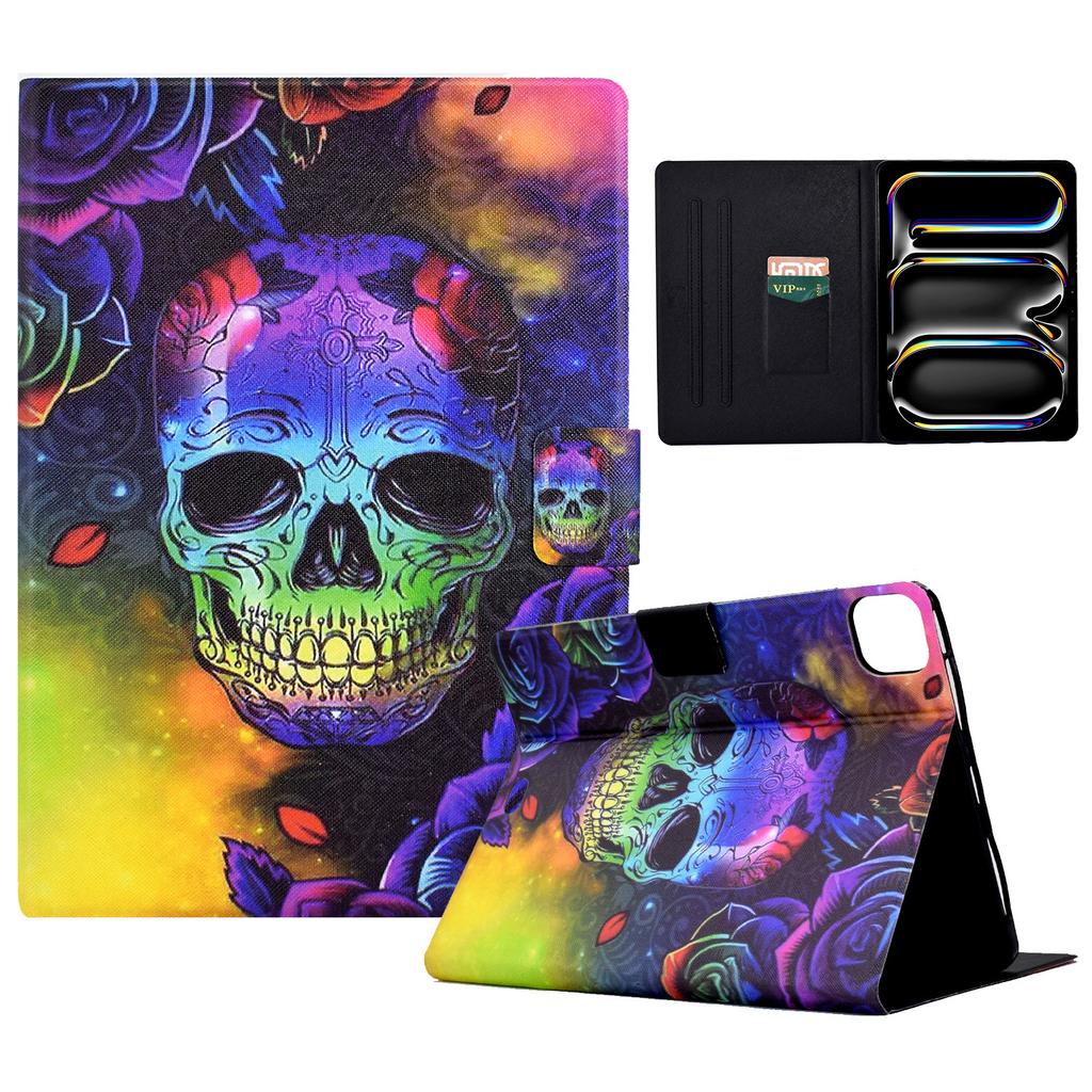 For iPad Pro 11 (2024) Case Pattern Leather Tablet Protective Cover Auto Sleep/Wake