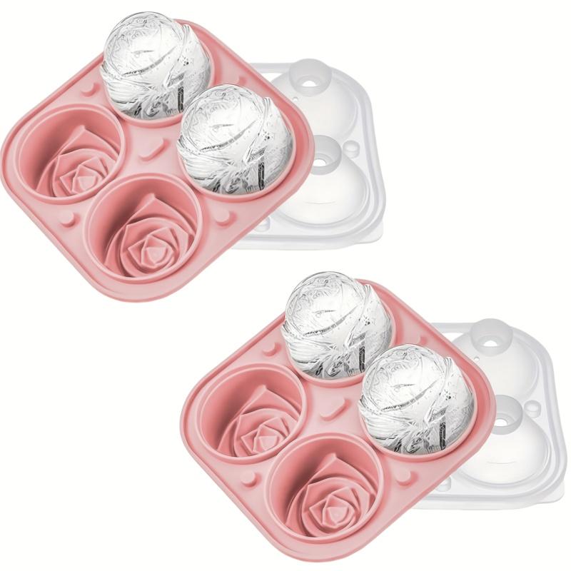 1/2pcs Elegant Rose Shaped Ice Cube Mold Reusable Food Grade Silicone IceTray Ice Ball Mold for Effortless Dessert Summer Drinks