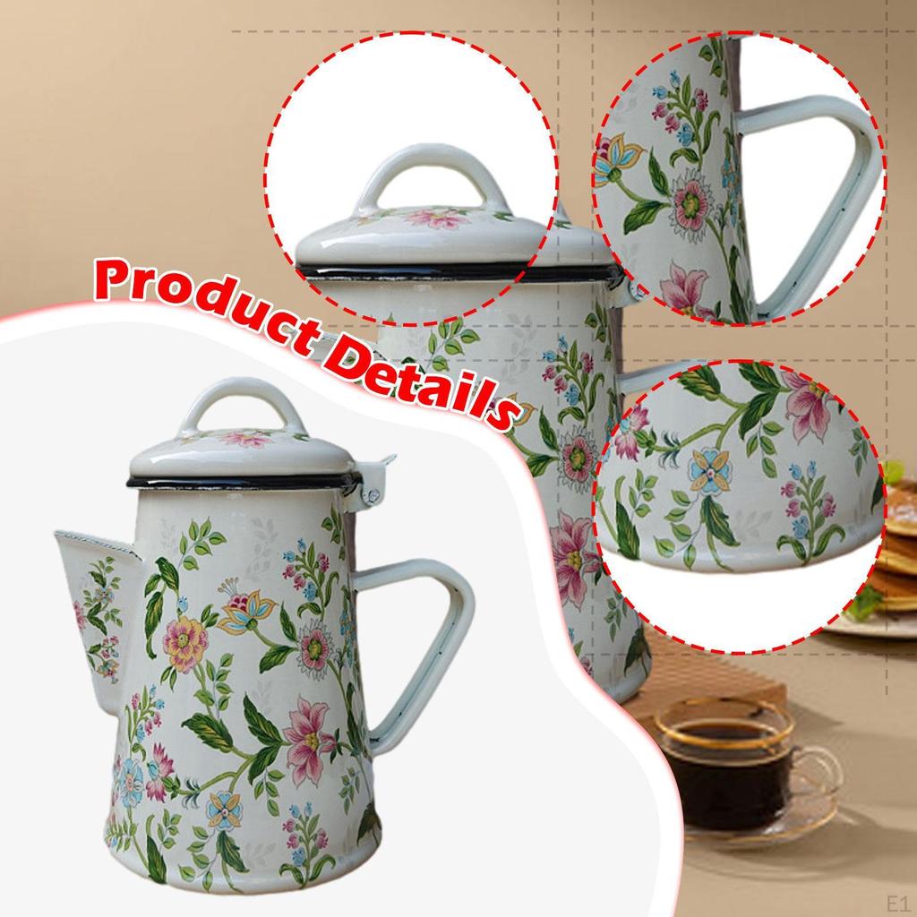 Emaille Kaffeekanne Wasserkessel 0,8 L Langlebigkeit mit Deckel Tee Emaillegeschirr Kocher für
