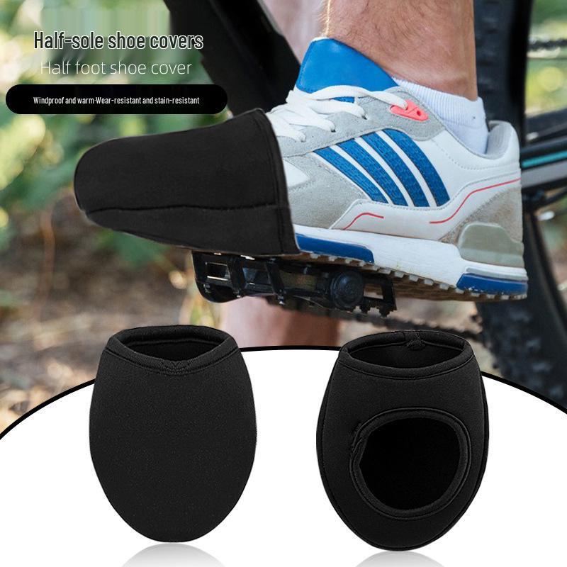 Windproof Cycling Half-Palm Shoe Covers for Mountain and Road Bikes – Soft, Warm, and Self-Locking.