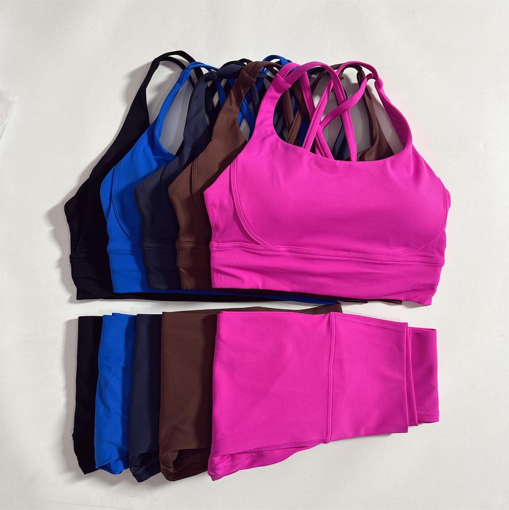 2-Piece Yoga Set: Cross-Back Sports Bra with Removable Pads & High-Waist Leggings