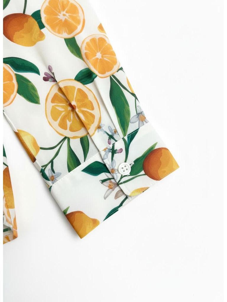 2026 Orange Element Niche Design Loose Long-Sleeve Shirt for Spring/Summer