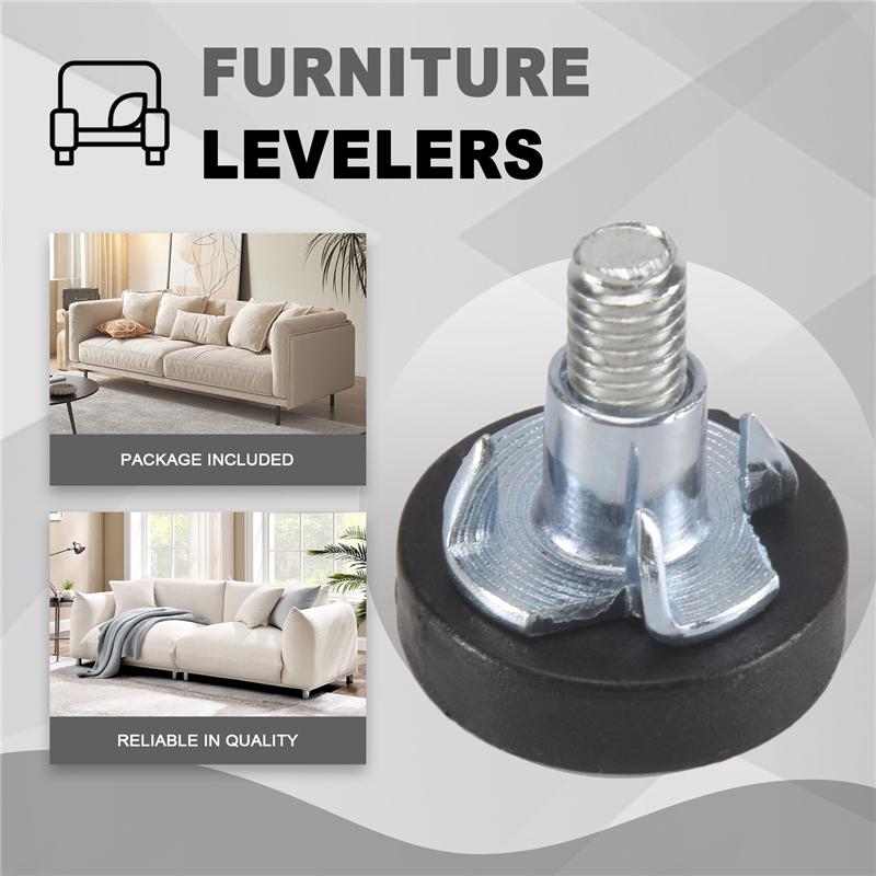 32 PCS M6 Thread Adjustable Furniture Levelers Screw In Chair Feet Adjustable Furniture Feet Leg Levelers Easy Install