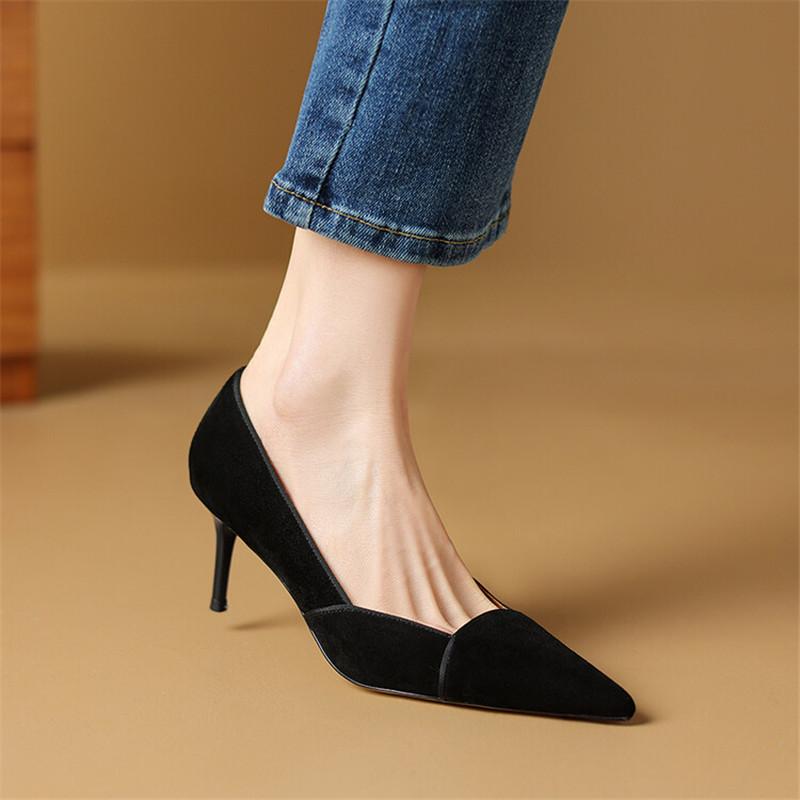 Fashion Sheep Suede Pointed Toe Stiletto Women Pumps Spring Summer Woman Shoes Fashion Loafers Shoes for Women Zapatos Mujer High Heels