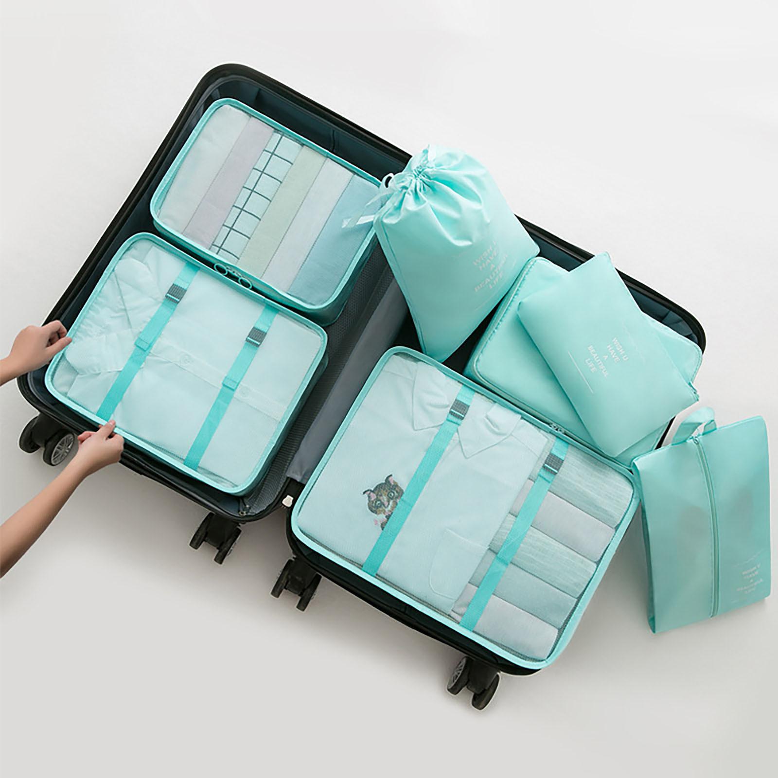 

Водонепроникні сумки для зберігання одягу 6PCS, які упаковують дорожню сумку-органайзер для багажу M світло-синій колір