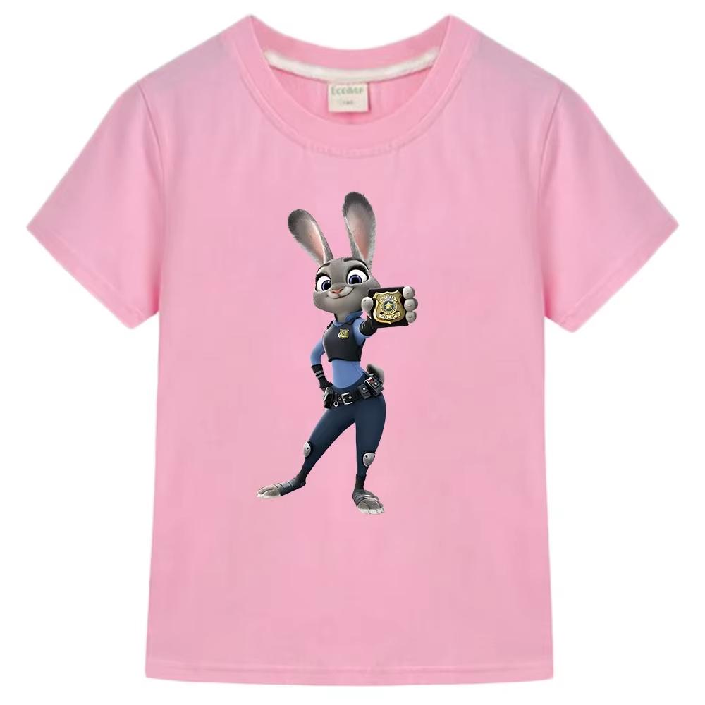 

Zootopia Judy Hopps Kids Tshirt for Boys And Girls Short Sleeve Summer Cartoon Oneck Cotton Top Judy Bunny Cop Tees 4XL