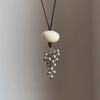 Long Grape Cluster Pendant Tassel Necklace for Women Girl Adjustable Leather Rope Sweater Chain Clavicle Chain Y2K Jewelry