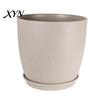 Indoor Planters for Plants Modern Plant Pot with Saucer, Gray Flower Decorative Pots Spaces Drainage Holes, Stone-Look Planter Outdoor Sturdy