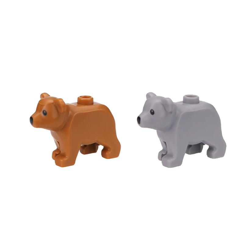 MOC Serie Granja Bosque Escena Crianza Animal Bloques de Construcción Lobo de la Jungla Montura Caballo Oso Marrón Blanco Panda Ladrillos DIY Juguetes para Niños