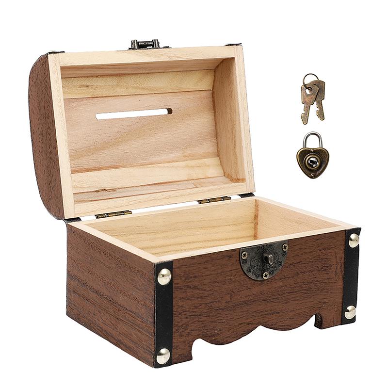 Treasure Chest With Lock Vintage Treasure Storage Box Piggy Bank Organizer Saving Box Case With Lock For Home Retro Decoration