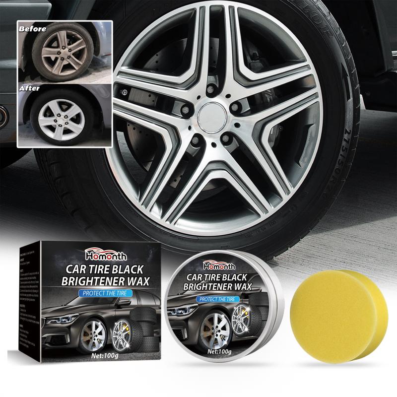 Car Tire Shine Wax Paste Black Brightener Long Effect Durable Formula AntiAging Water Resistant Polishing Cream for Tire Maintenance