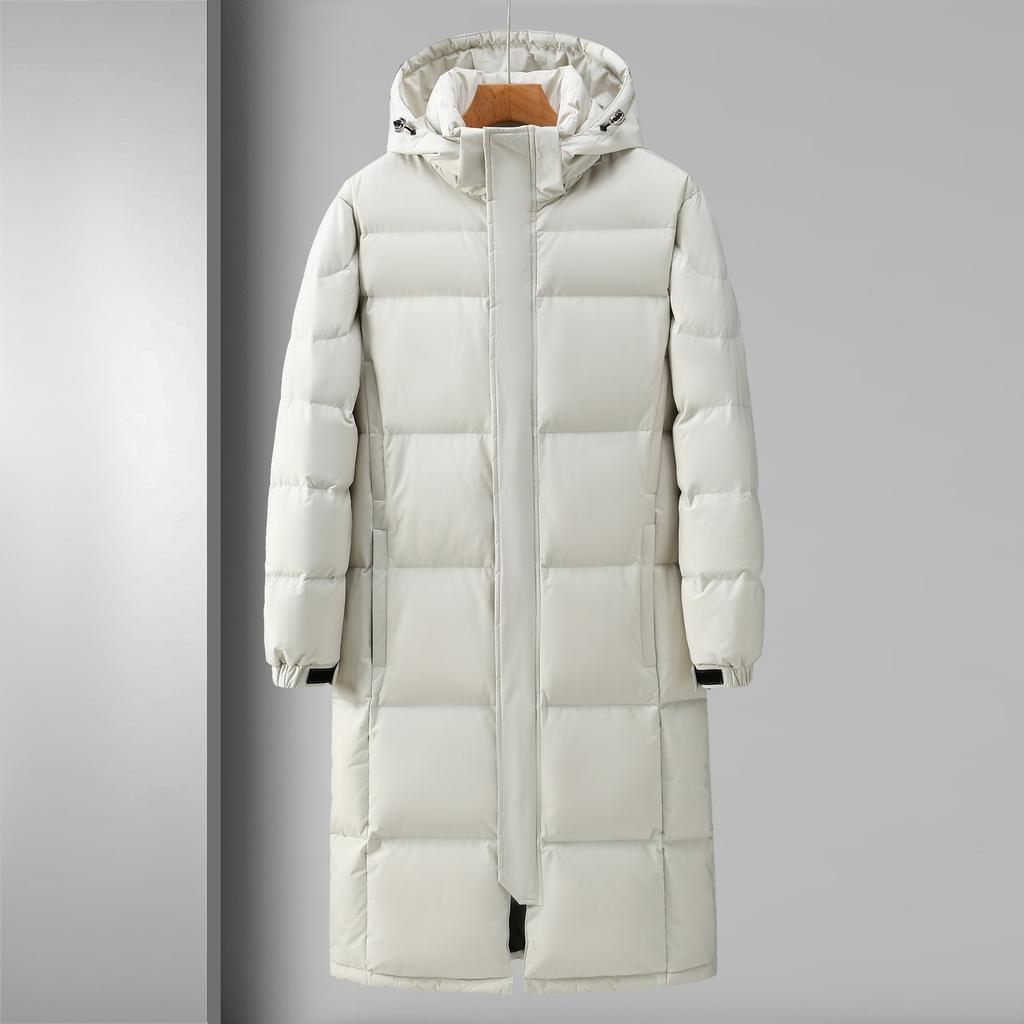 Men's and Women's Same Couple Down Jacket Fashionable and Casual Long Knee-length Hooded Thickened Korean Version Down Jacket