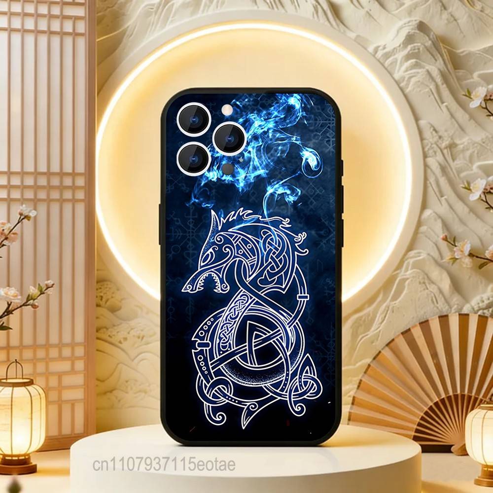 Odin AND Fenrir Phone Case Silicone Soft For IPhone 16,17,15,11,13,12,14,Mini,Pro,Max,Plus,Air,E Black