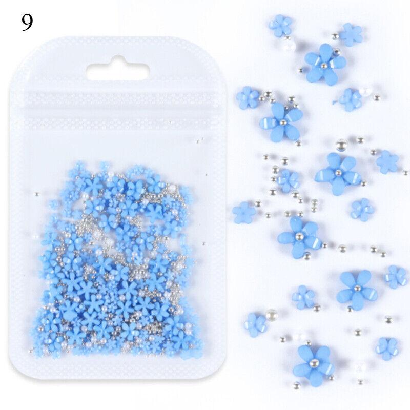 200Pcs Acrylic Crystal 3D Flower Nail Art Decoration Cute Mixed Size Manicure _A