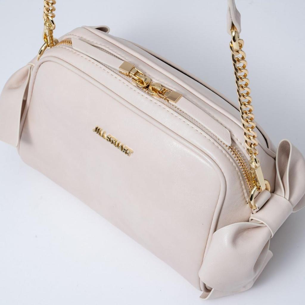 Jill Stuart Pecot Shoulder Bag with Ribbon Feminine and Vintage Design, Feel, JSLH5ES1, Ivory, Women's