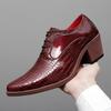 Höhenvergrößernde Schuhe Herren Low-Top Rot Britischer Stil Herren 2025 neue Lederschuhe Herren Business-Lederschuhe