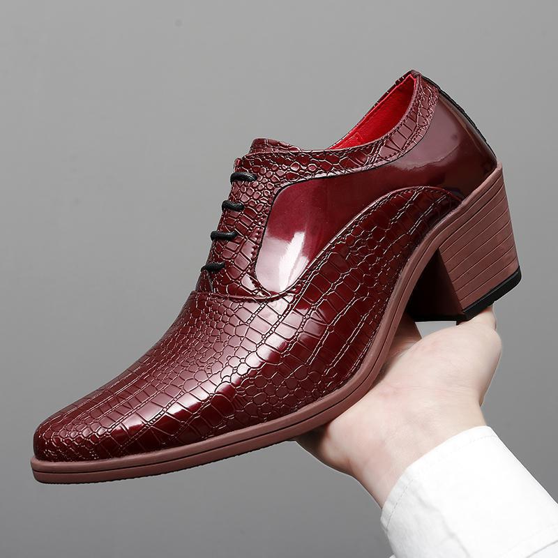 Höhenvergrößernde Schuhe Herren Low-Top Rot Britischer Stil Herren 2025 neue Lederschuhe Herren Business-Lederschuhe