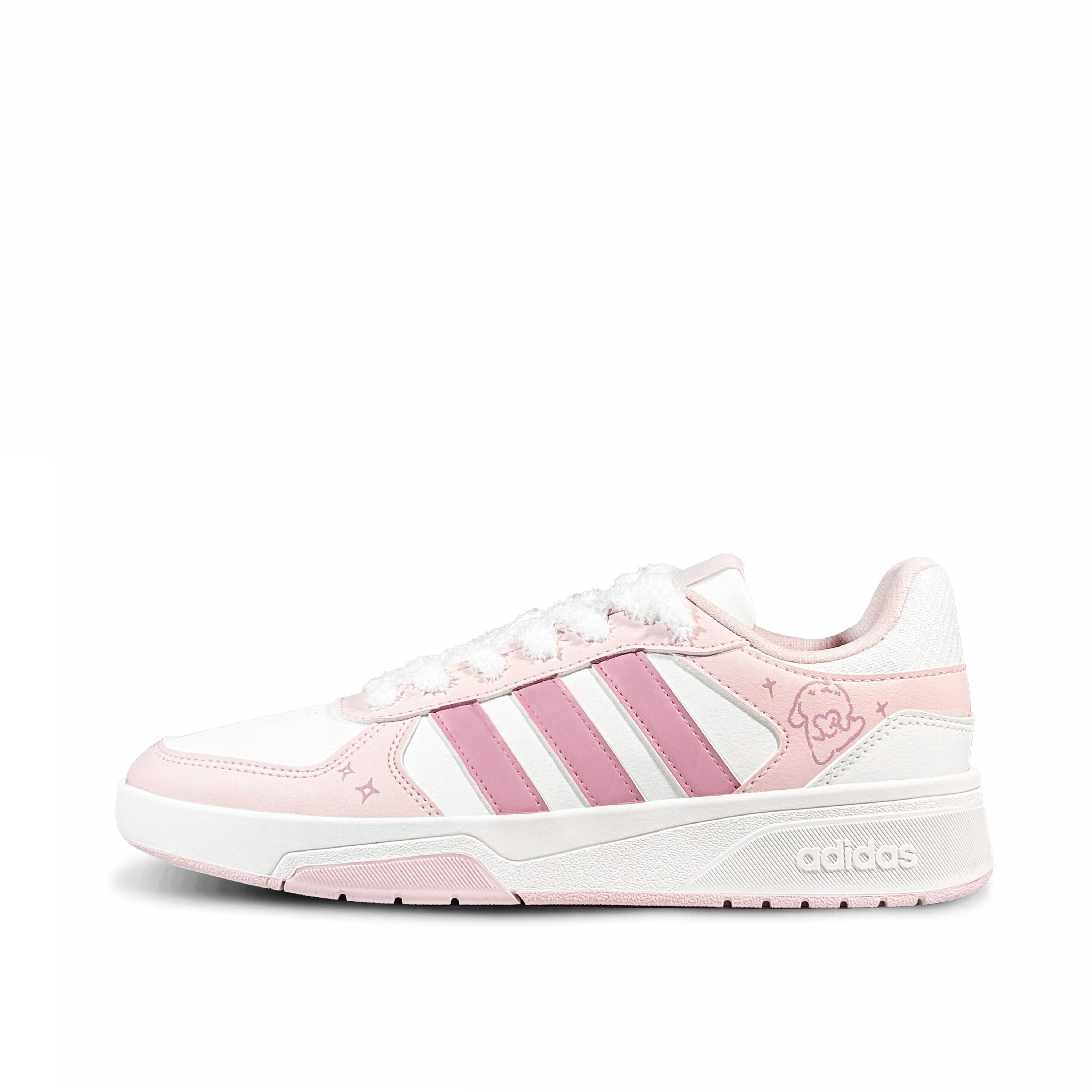 

Adidas COURTBEAT Rabbit Hair Stroll Low top Skateboard Shoes Unisex Pink White KI6785(Team-814) 36