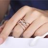 ANENJERY Verflechtung Der Liebe Mosaik Zirkon Mehrschichtige Linie Kreuz Ringe Für Frauen Trendy Verstellbarer Ring S-R243