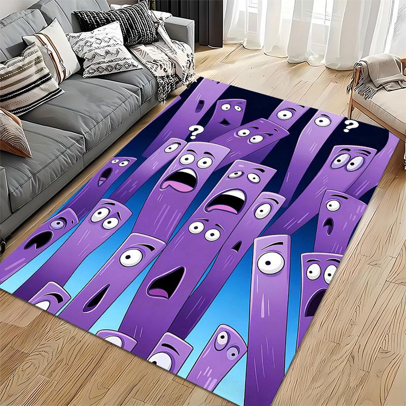 "Purple Cartoon Faces Carpet" suitable as a non-slip mat for the living room or bedroom sofa
