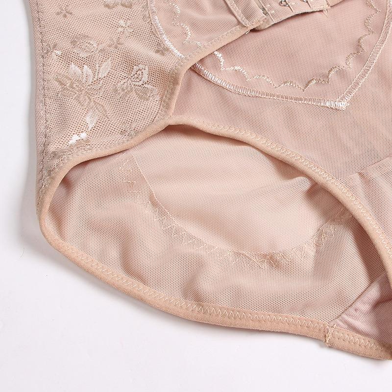 High Waist Adjustable Buckle Floral Mesh Tummy Control Hip Lifting Postpartum Polyester Shapewear Briefs