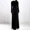 Women's And Winter Gold Velvet V-Neck Solid Color Long-Sleeved Party Dress