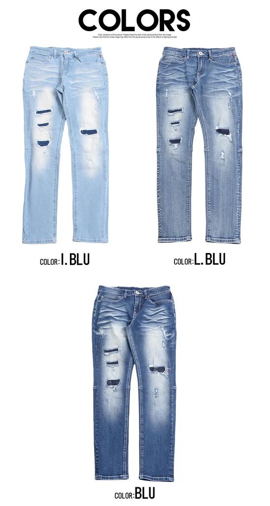 SILVER BULLET CavariA Męskie Unisex Spodnie Jeansowe Skinny Slim ze Streczem i Naprawami, CANG24-51 (Rozmiar 48 (XL), niebieski)