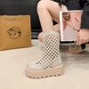 Small Hollow Breathable Thick-soled Heightening Cool Boots Women's Summer 2025 New Fashion Muffin Thick-soled Short Boots