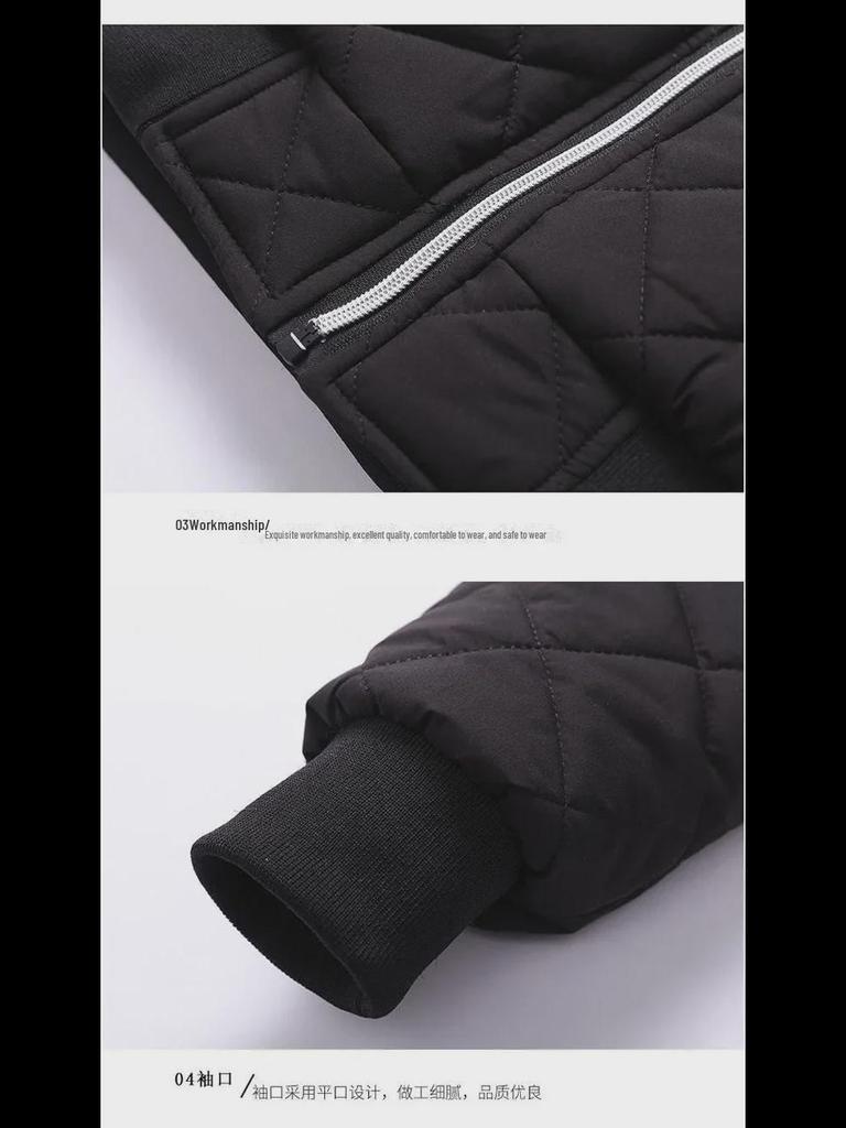 Men's Winter Stand-Up Collar Thicken Cotton Coat - Trendy Middle-Aged Light Feather Warm Jacket