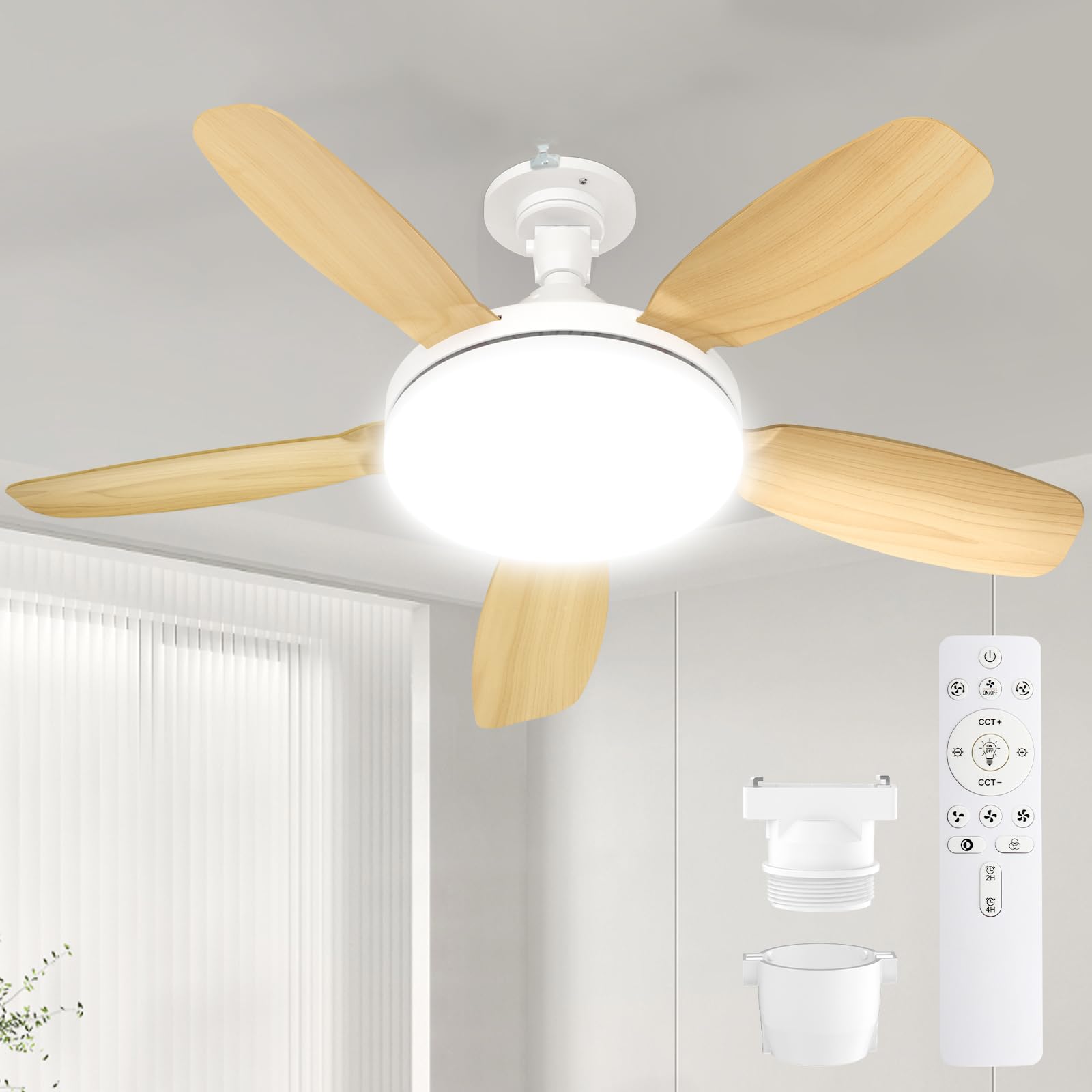 

SUKITEN Ceiling Fan Light, Large, High-Volume, Forward and Reverse Rotation, 44W (equivalent to 120W), 5000lm, Three-Phase DC Motor, E26, 81cm